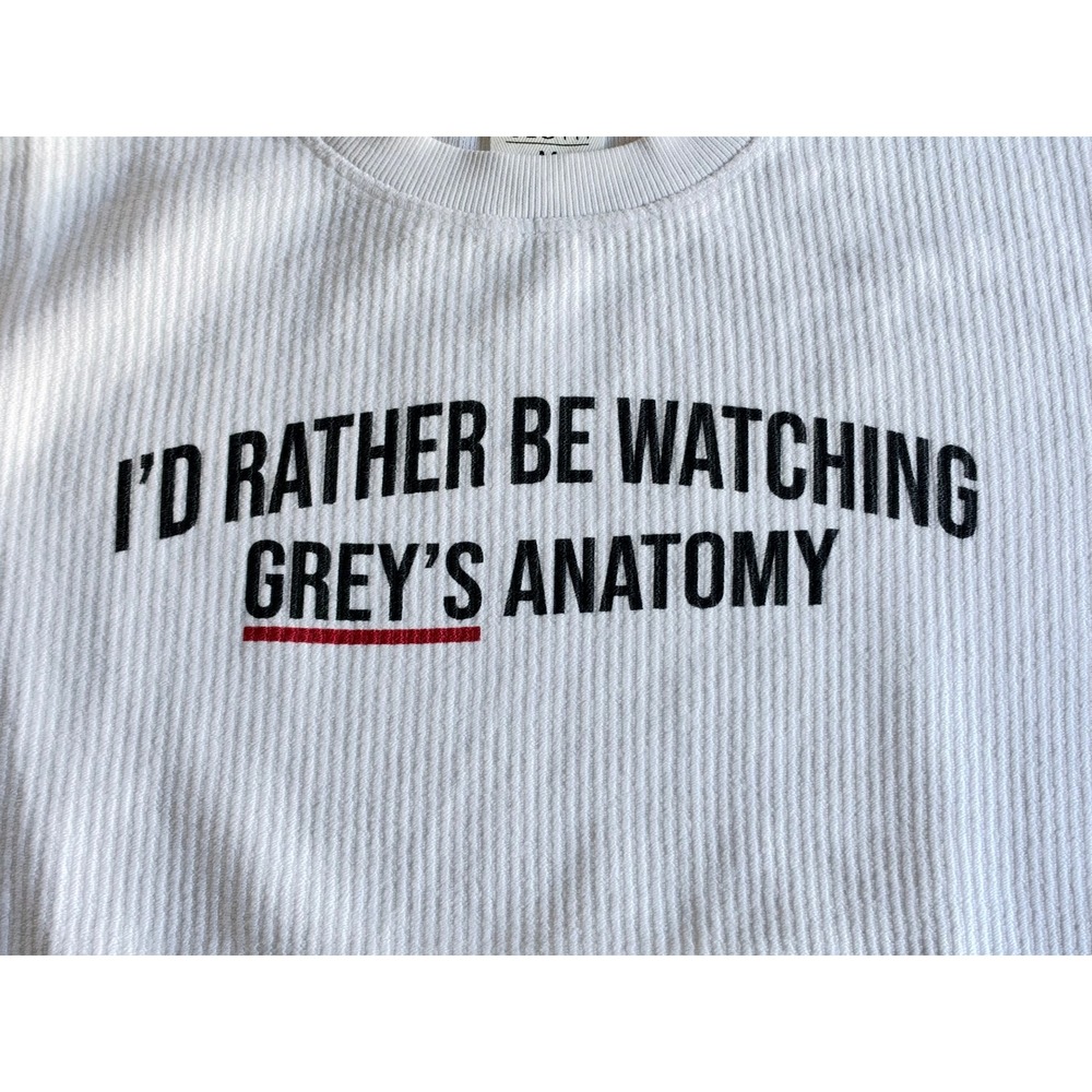 Ivy + Cloth Grey's Anatomy Oversized Corded Crewneck Sweatshirt White M Cozy